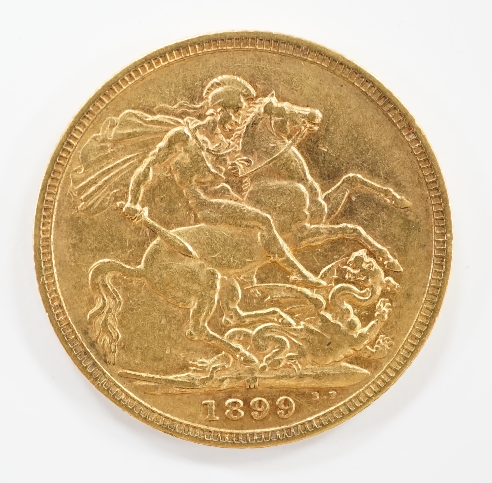 A Victorian 1899 gold sovereign.